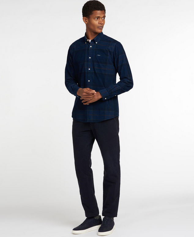 Skjorte - Blair Tailored Tartan Cord Shirt Navy