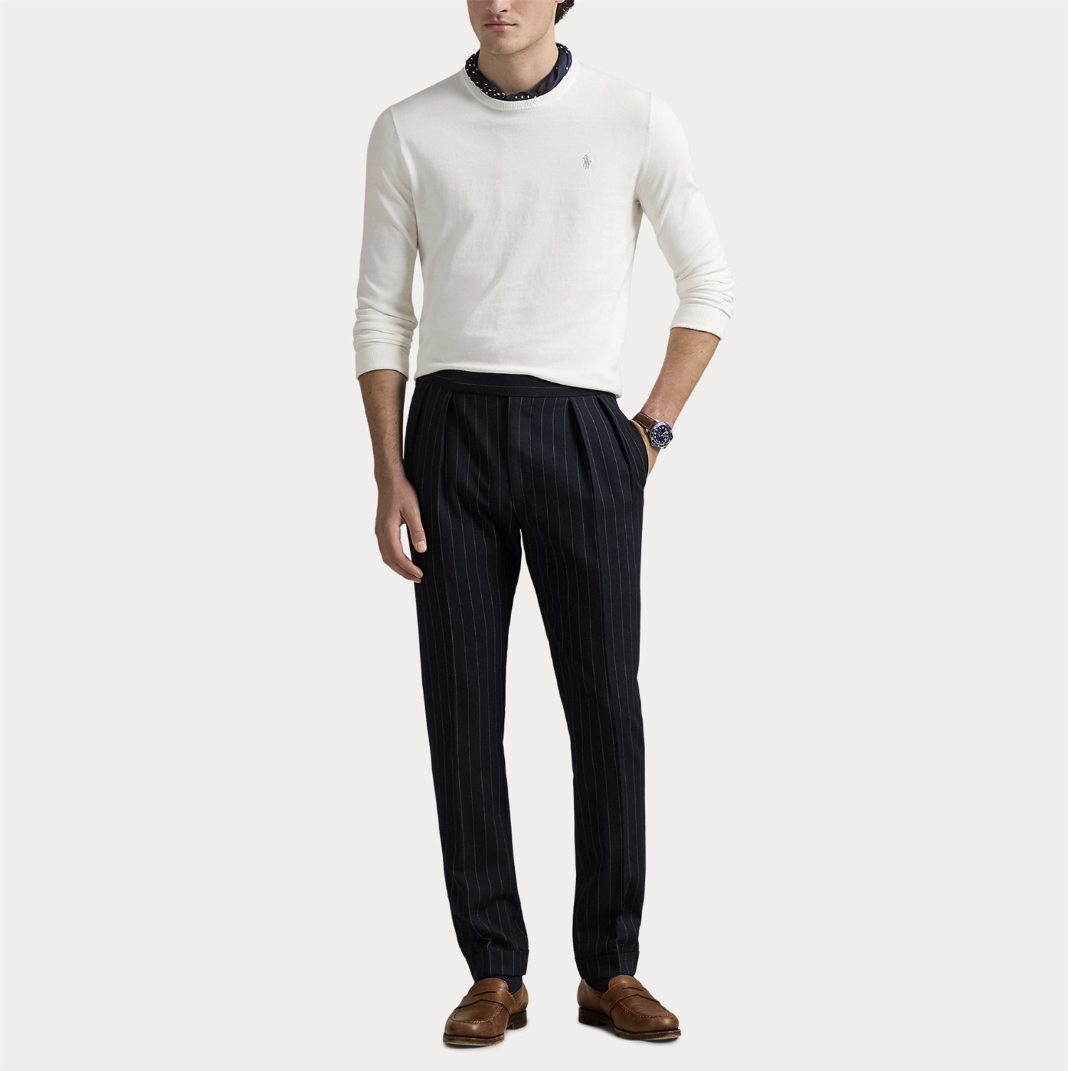 Genser - Slim Fit Textured Cotton Sweater Deckwash White