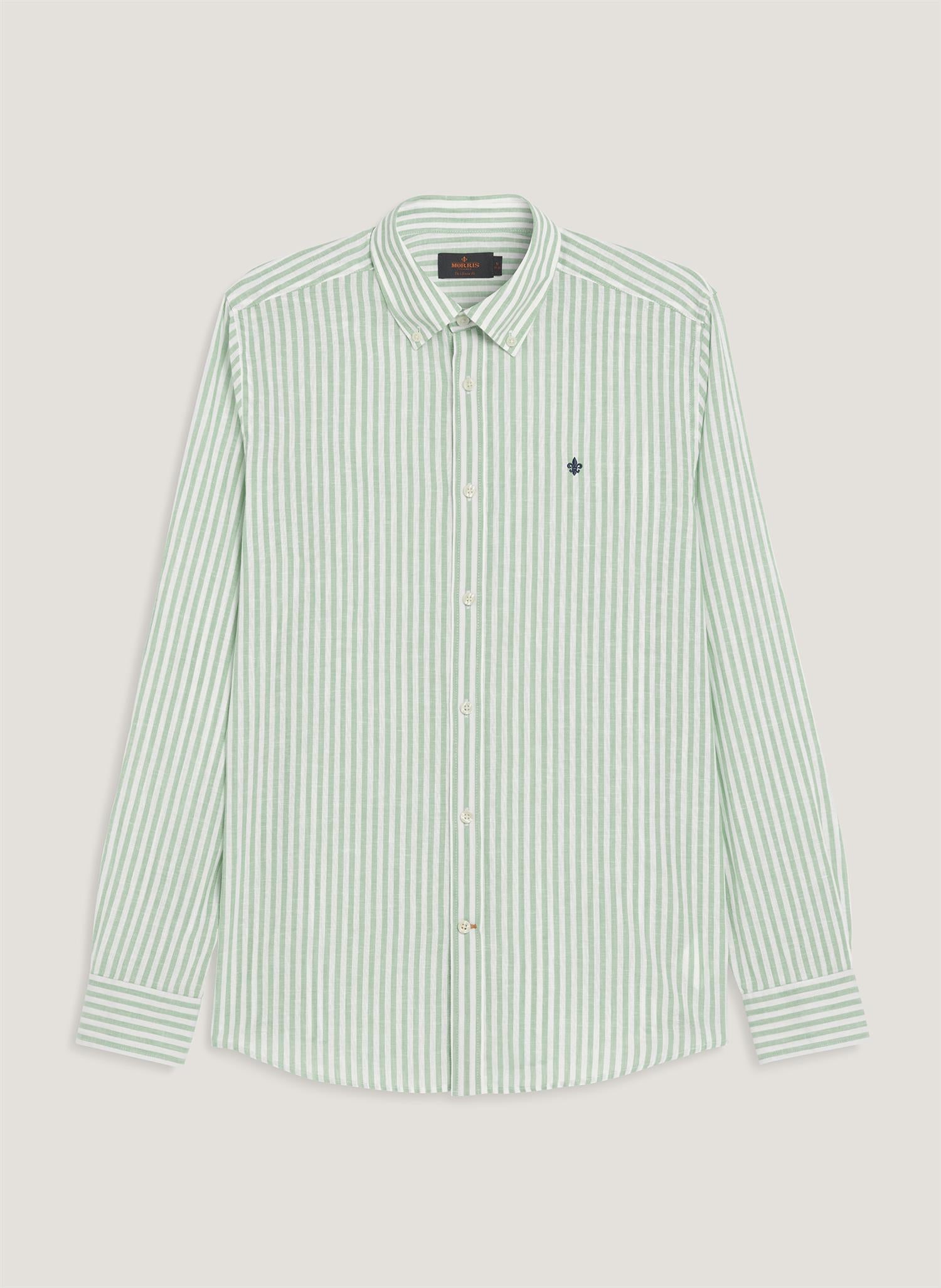 Linskjorte - Douglas Linen Stripe Shirt-Classic Fit Green