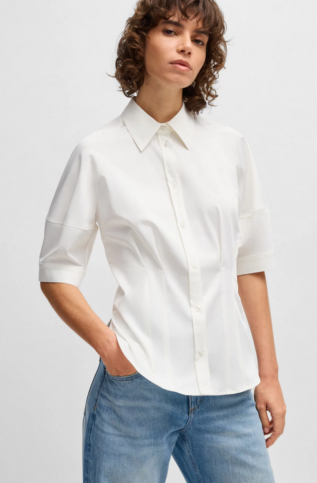 Skjorte - Belaurena Tailored Blouse Stretch Cotton White