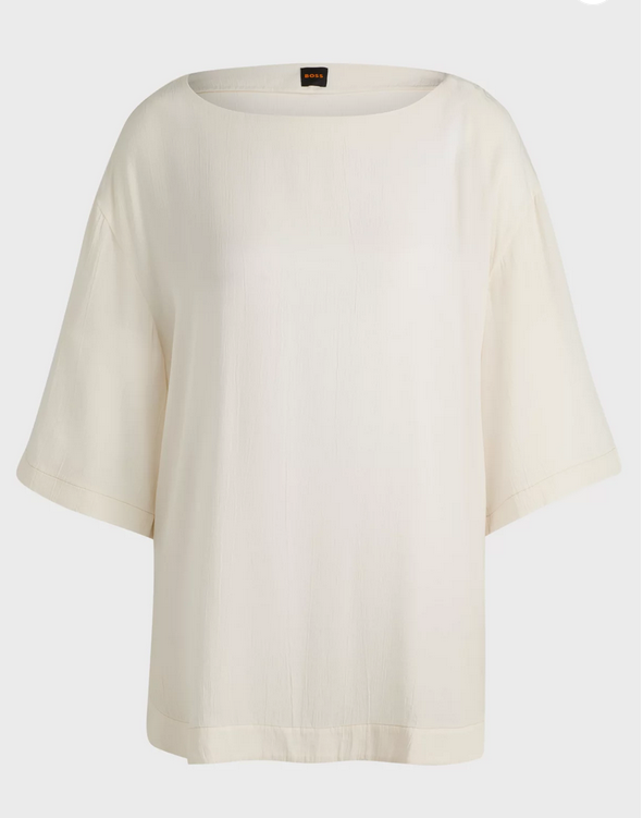 Topp - Relaxed-fit blouse with Contrast Stitching