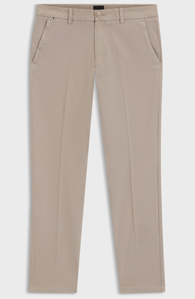 Bukse - Kaiton Slim Fit Trousers In Stretch Cotton Twill Open Beige