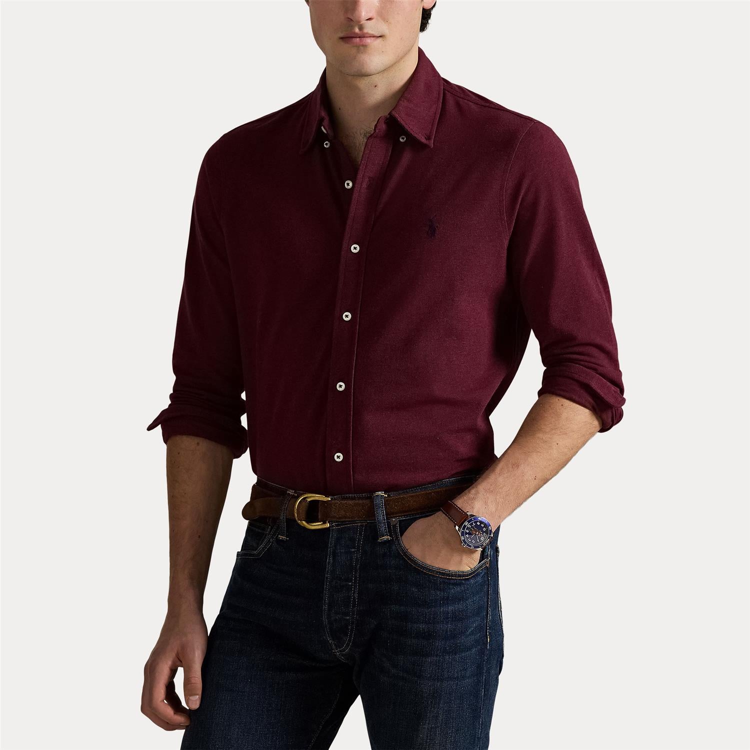 Skjorte - Featherweight Mesh Shirt Spring Wine Heather