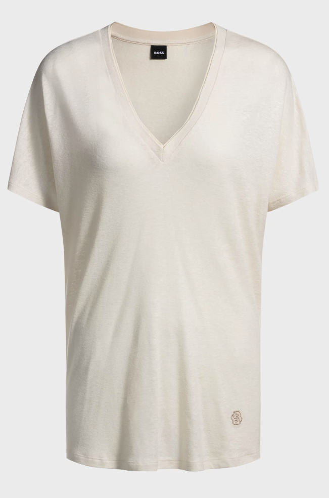 T skjorte - V-neck T shirt with Double Monogram Open White