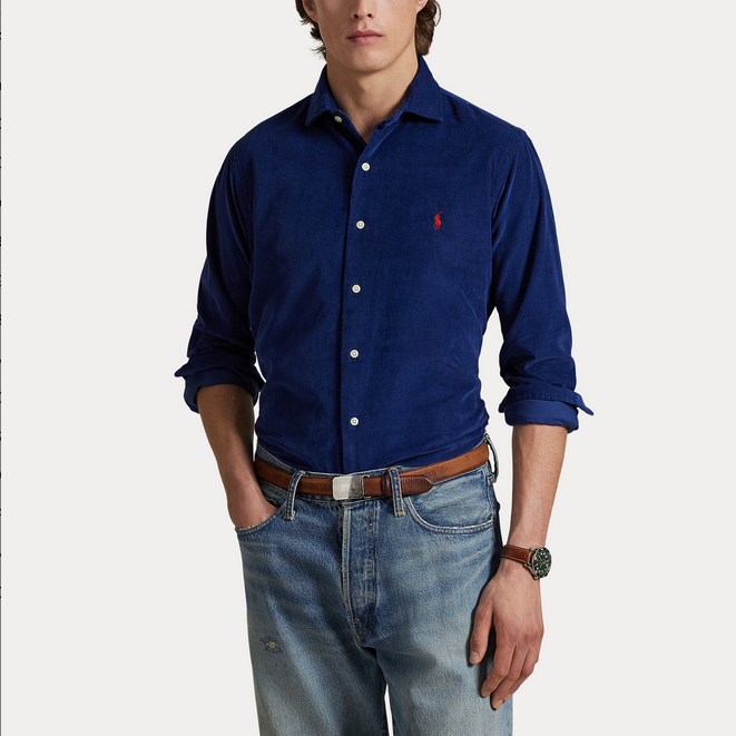 Skjorte - Custom Fit Corduroy Shirt Freshwater
