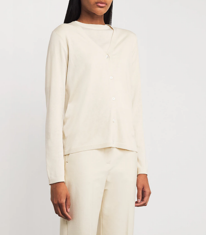 Cardigan - Efedra Silk Cotton Cardigan Ivory