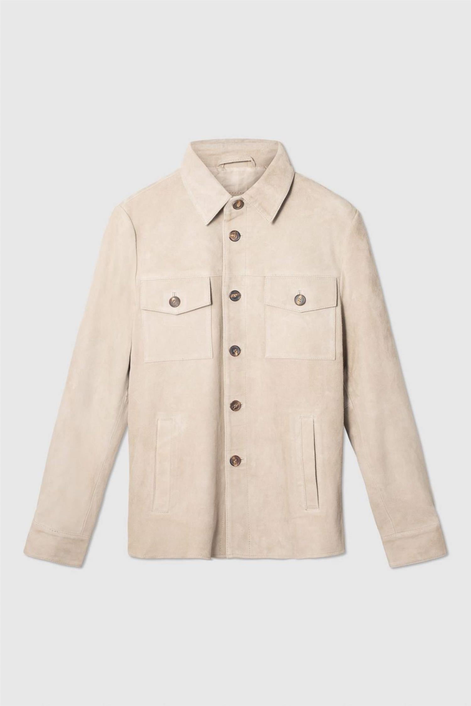 Skinnjakke - Suede Shirt Jacket 21 Lt Sand