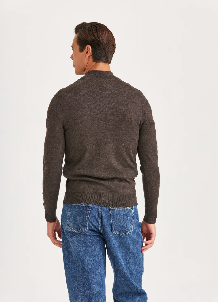 Genser - Merino John Zip Brown