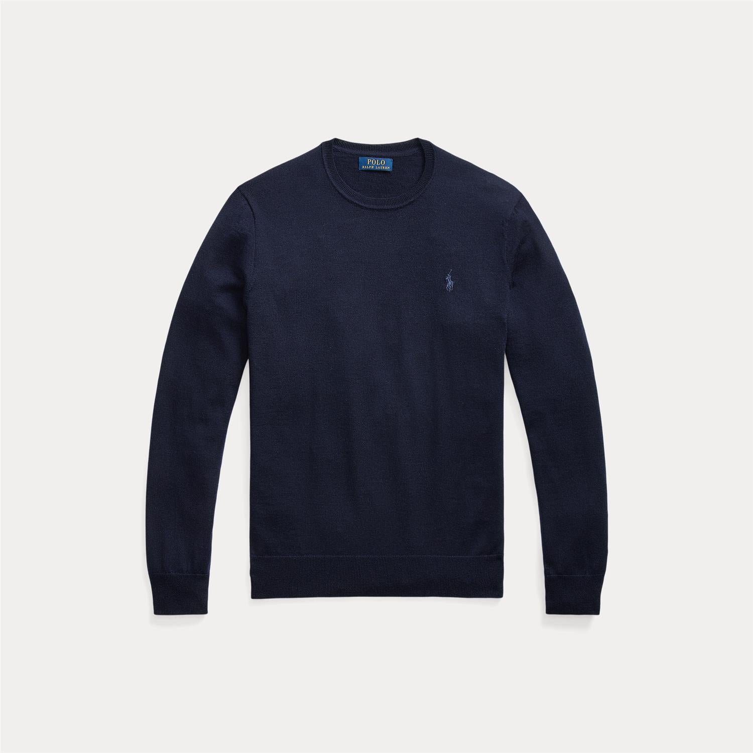 Genser - Slim Fit Washable Wool Crewneck Sweater Hunter Navy