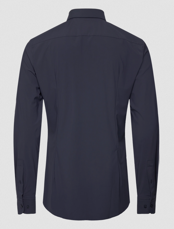 Skjorte - Slim Fit Shirt Performance Stretch Dark Blue