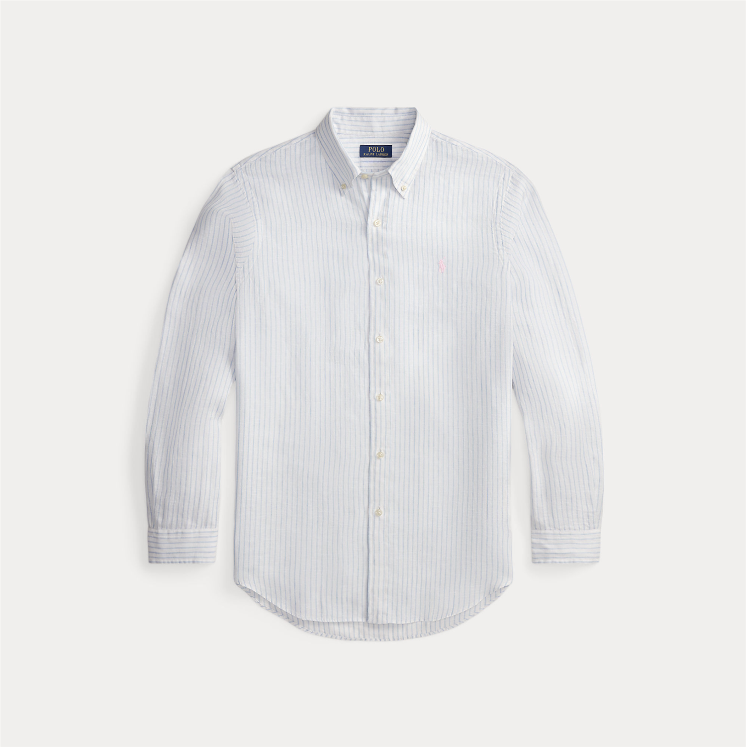 Skjorte - Custom Fit Striped Linen Shirt White / Blue