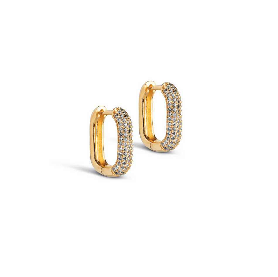Øredobber - Sparkling Square Hoops Gold