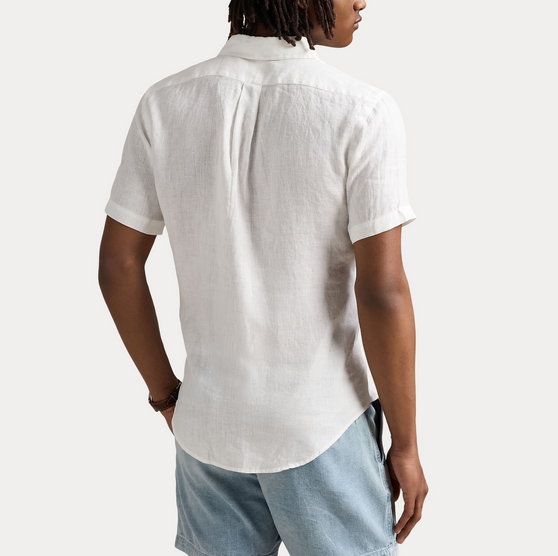 Skjorte - Custom Fit Linen Shirt Ceramic White