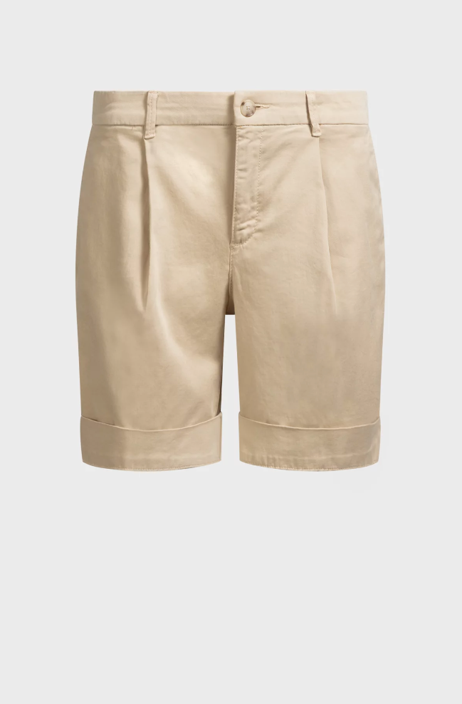 Shorts - Taggie Relaxed-Fit High-Rise Shorts Stretch Cotton Open Beige