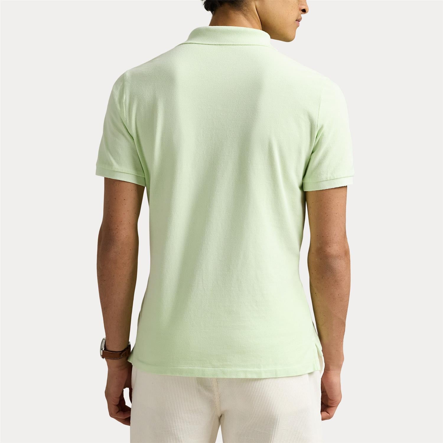 Pique - Custom Slim Fit Mineral-Dyed Mesh Polo Shirt Leaf