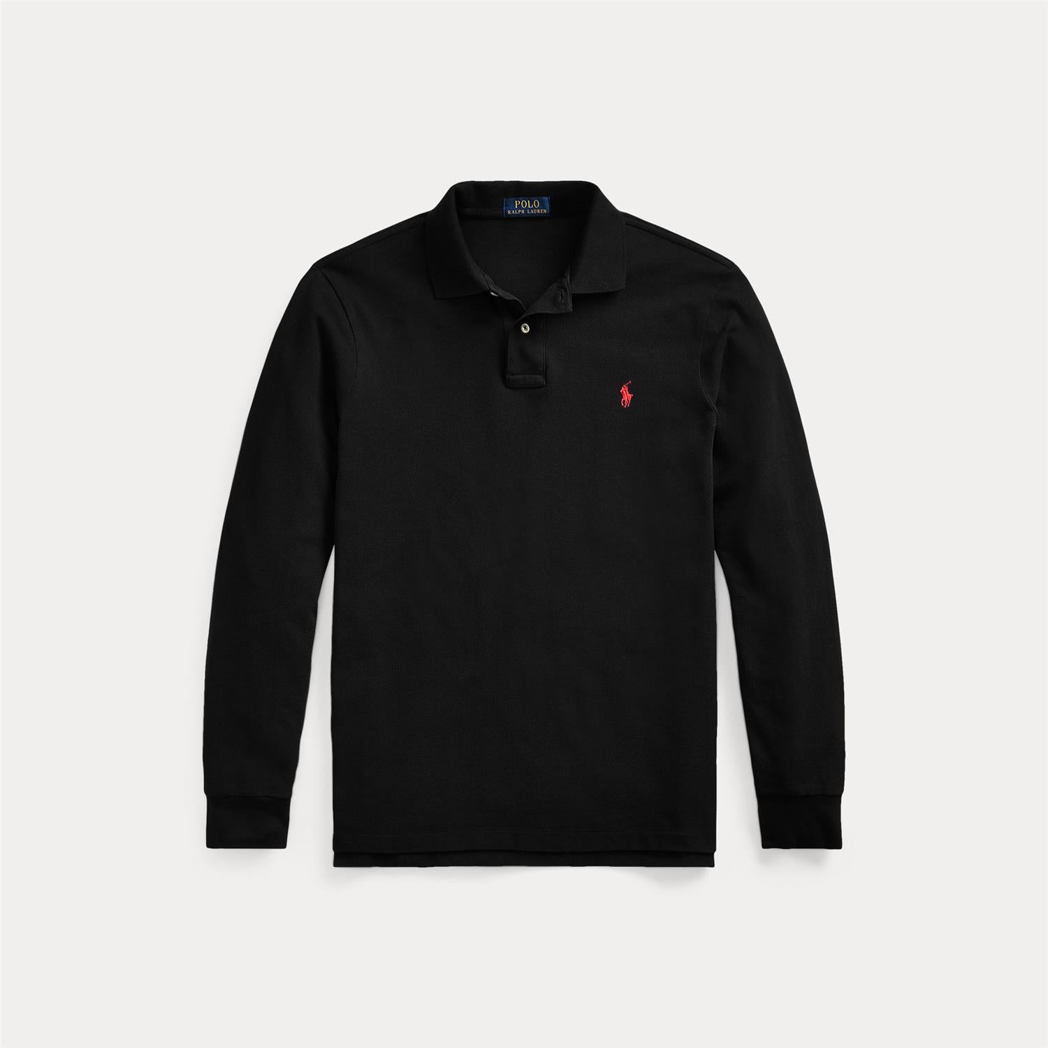 Genser - Custom Slim Fit Mesh Polo Shirt Black