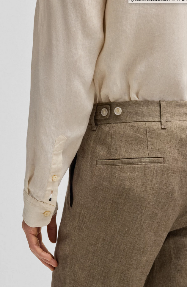Linbukse - Genius Formal Trousers in Linen Canvas Dark Brown