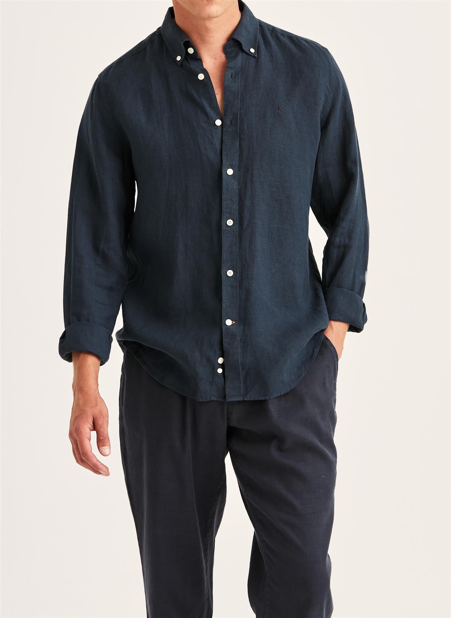 Linskjorte - Douglas Linen Shirt-Classic Fit Navy