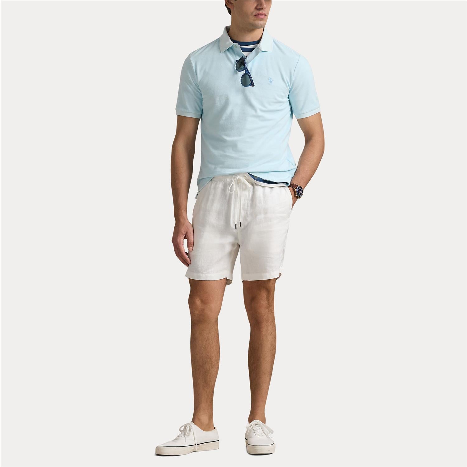 Pique - Custom Slim Mineral-Dyed Mesh Polo Shirt Sky