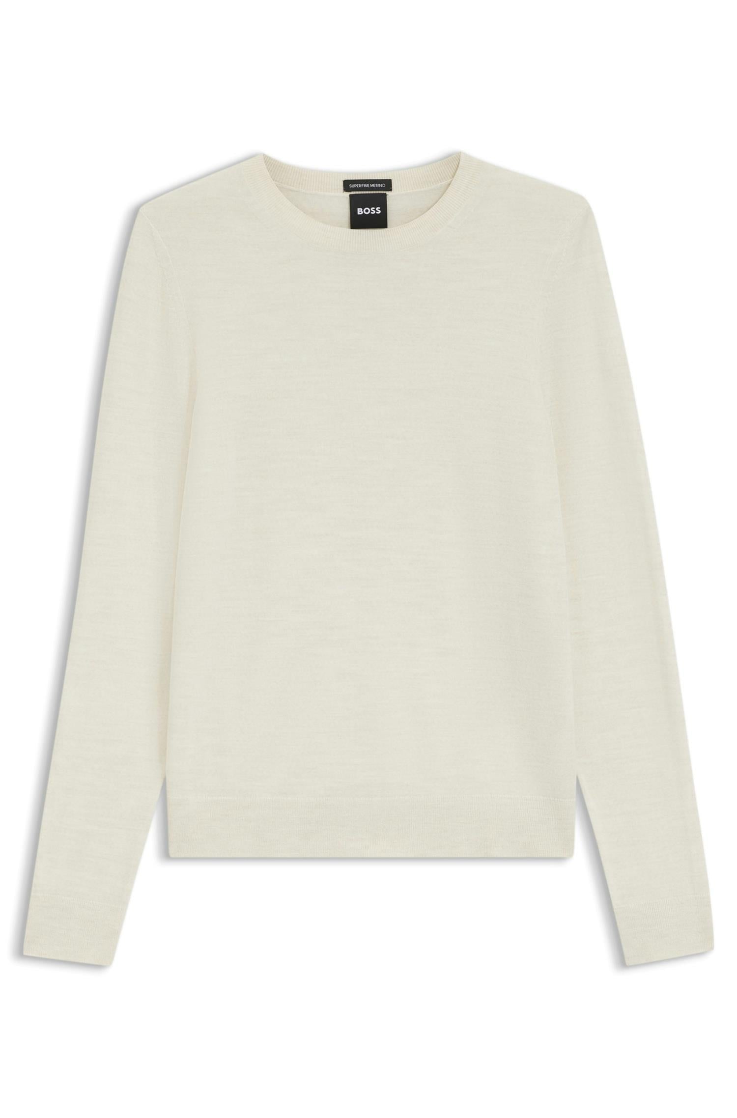 Genser - Slim-fit sweater in merino wool open white