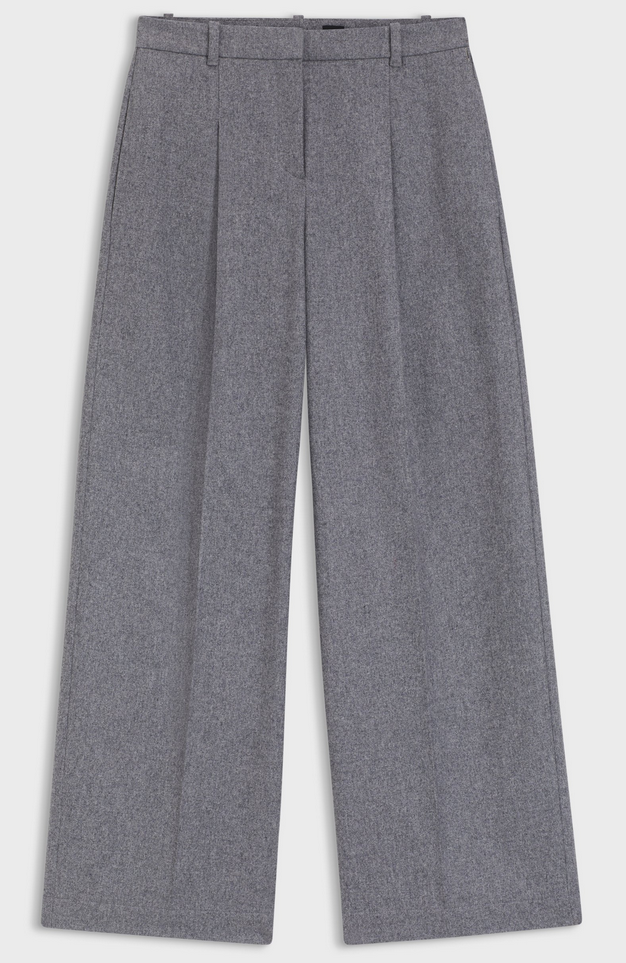 Bukse - Regular-Fit Wide-Leg Trousers Soft Flannel Light Pastel Grey