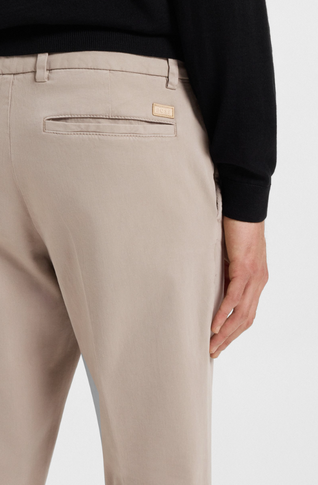 Bukse - Kaiton Slim Fit Trousers In Stretch Cotton Twill Open Beige