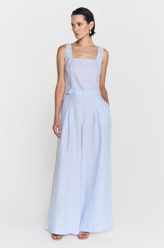 Topp - Heidi Linen Top Illusion Blue