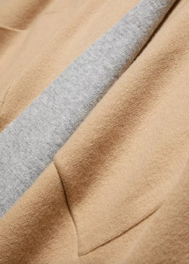 Poncho - Wool Double Face Knit Cape Camel Grey
