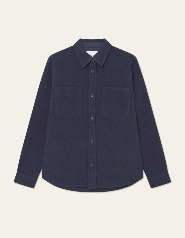 Skjorte - Lennon Bouclé Overshirt Dark Navy
