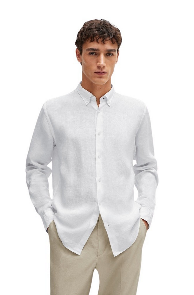 Linskjorte - Liam Regular-Fit Button-Down Shirt Linen White