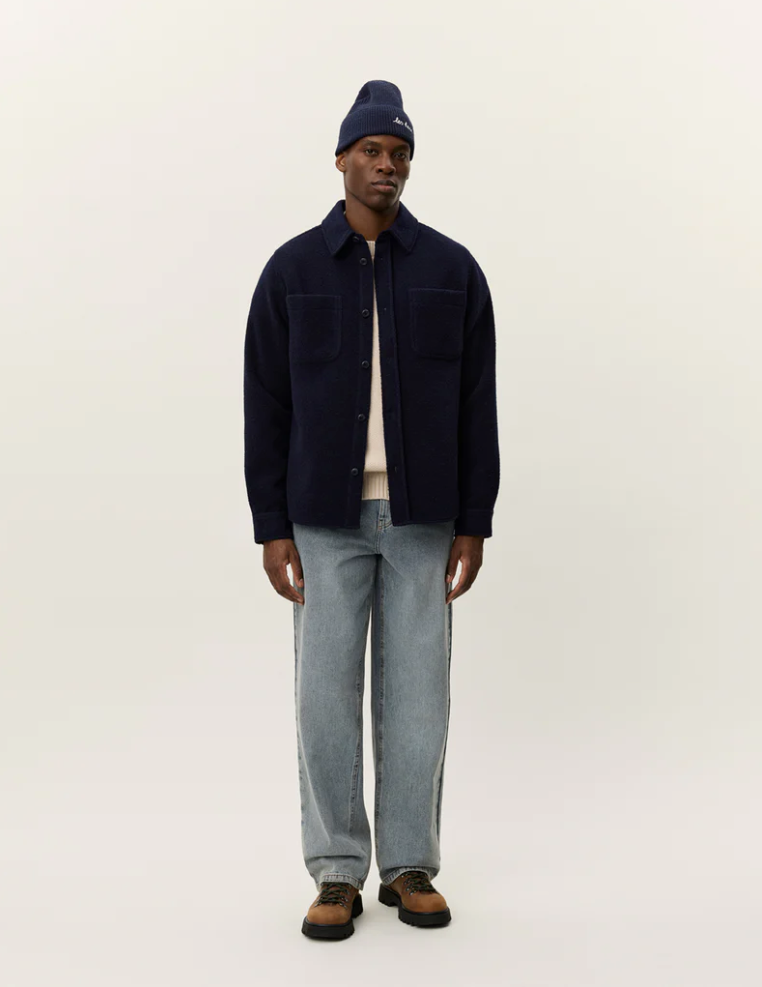Skjorte - Lennon Bouclé Overshirt Dark Navy