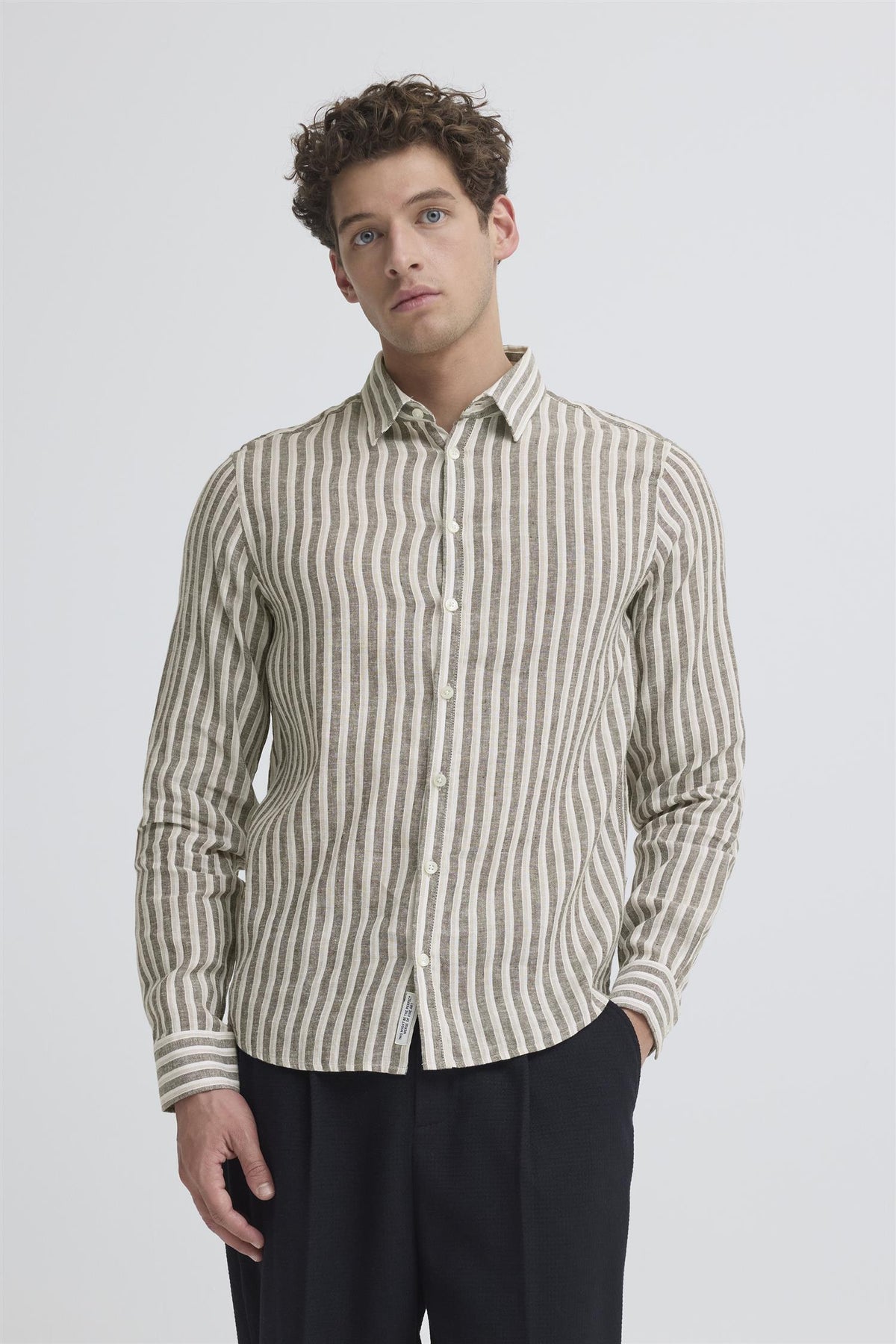Skjorte - CFRISSA LS Striped Linen Shirt Demitasse