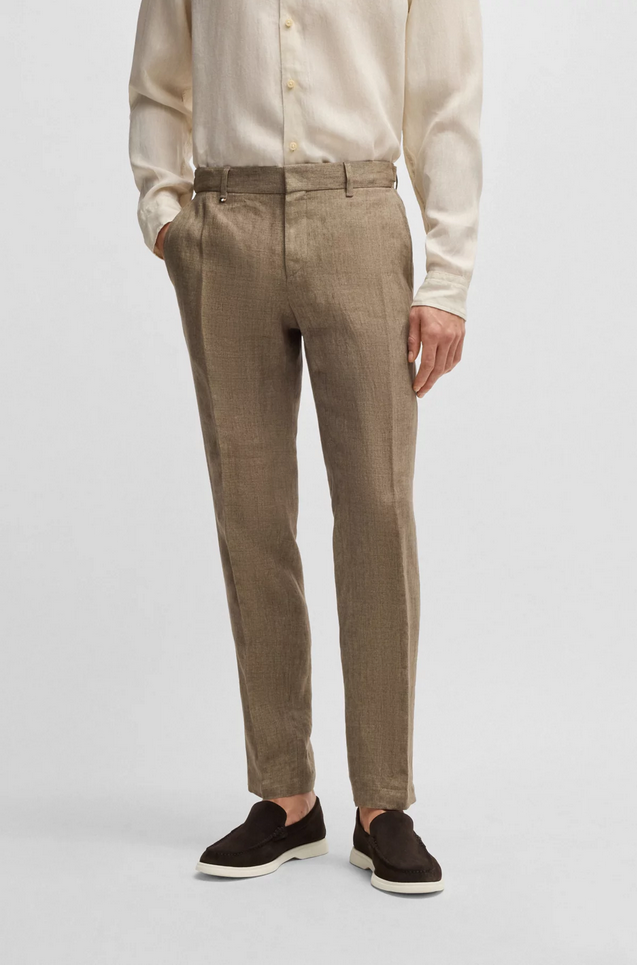 Linbukse - Genius Formal Trousers in Linen Canvas Dark Brown