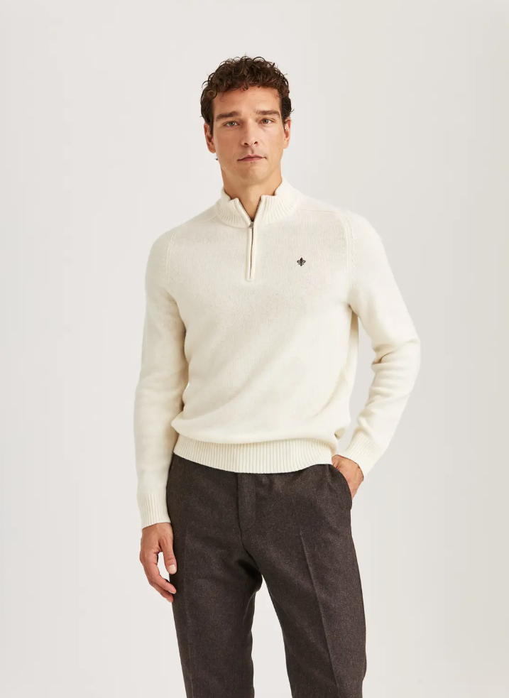 Genser - New Hertford Half Zip Off White