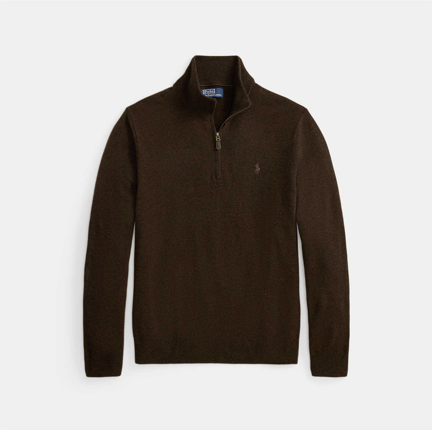 Genser - Wool Quarter Zip Sweater Cinnamon Brown