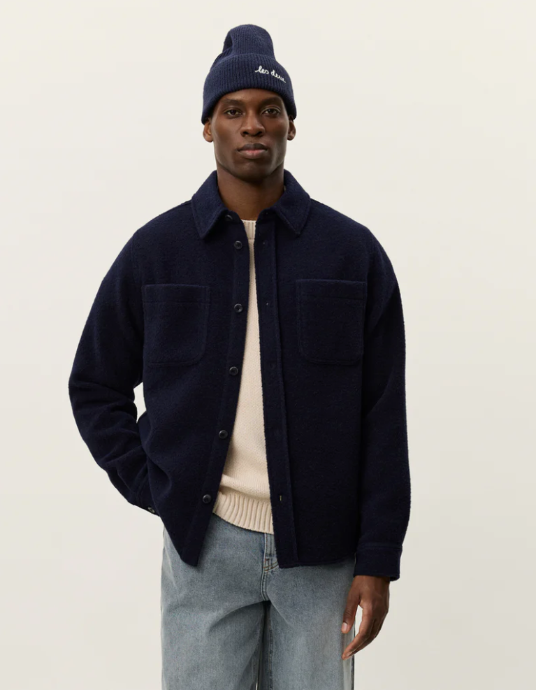 Skjorte - Lennon Bouclé Overshirt Dark Navy