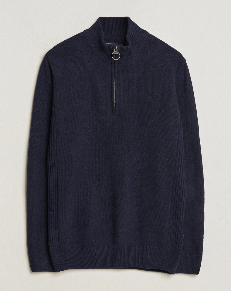 Genser - Essent Patch Half Zip Knitted Jumper Navy