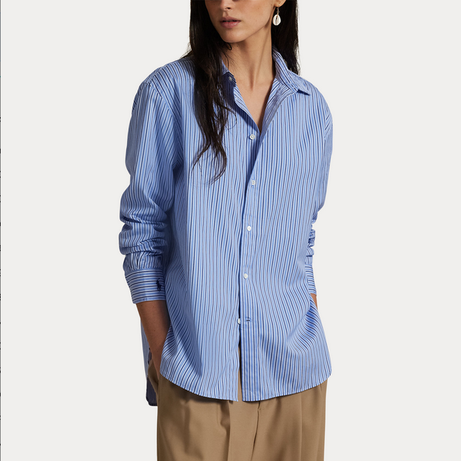 Skjorte - Oversized Fit Striped Cotton Shirt