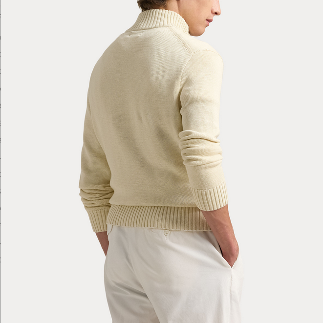 Genser - Cotton Quarter-Zip Sweater Andover Cream