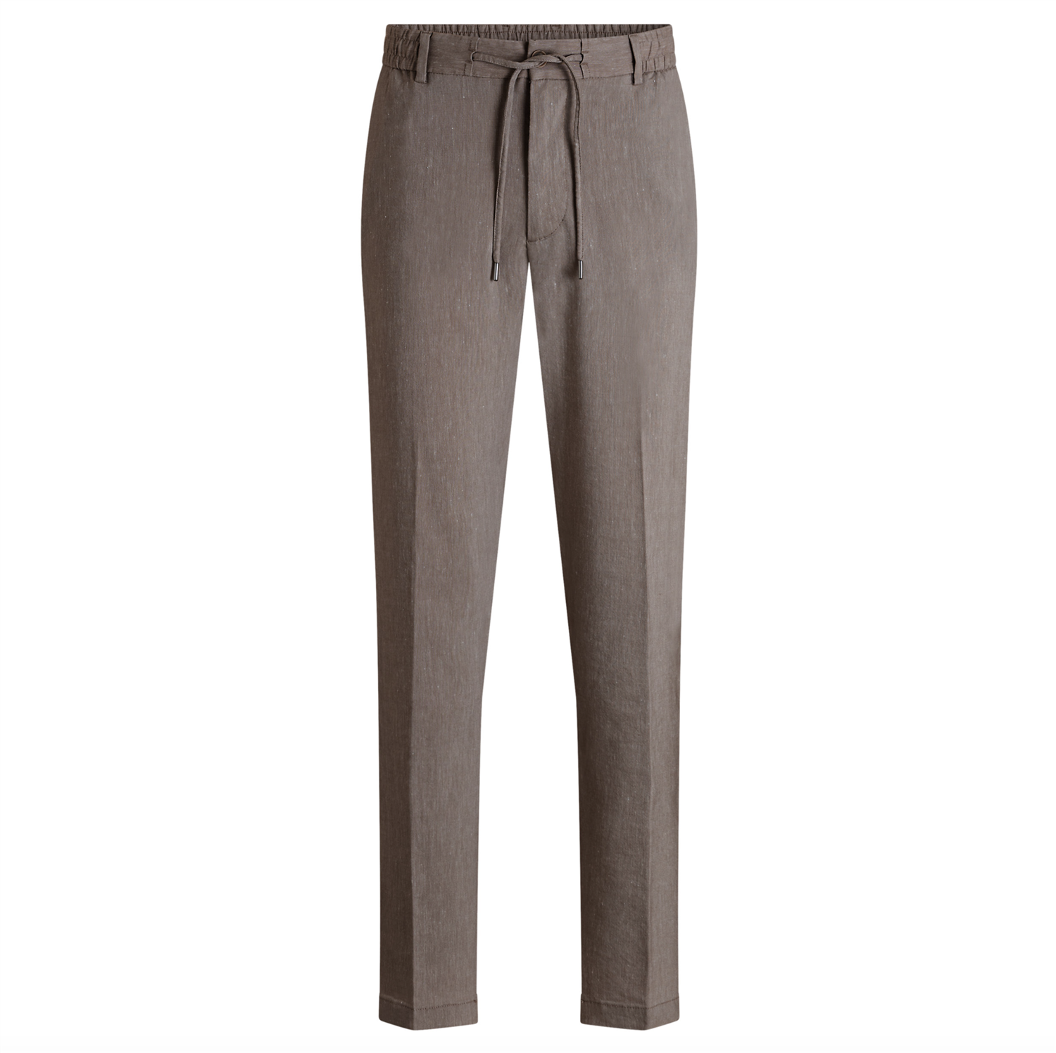 Bukse - Modern Fit Trousers In A Linen Blend Dark Brown