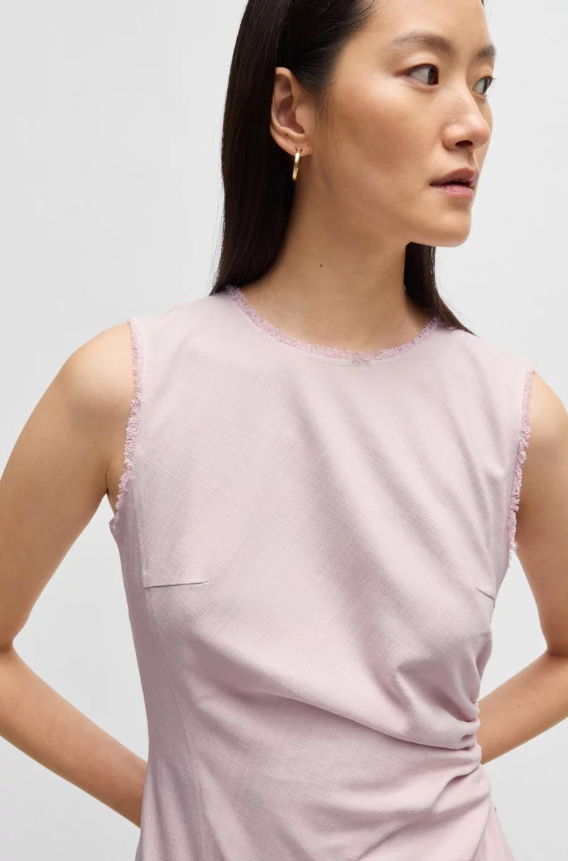 Kjole - Melange Dress with frayed and gathered details