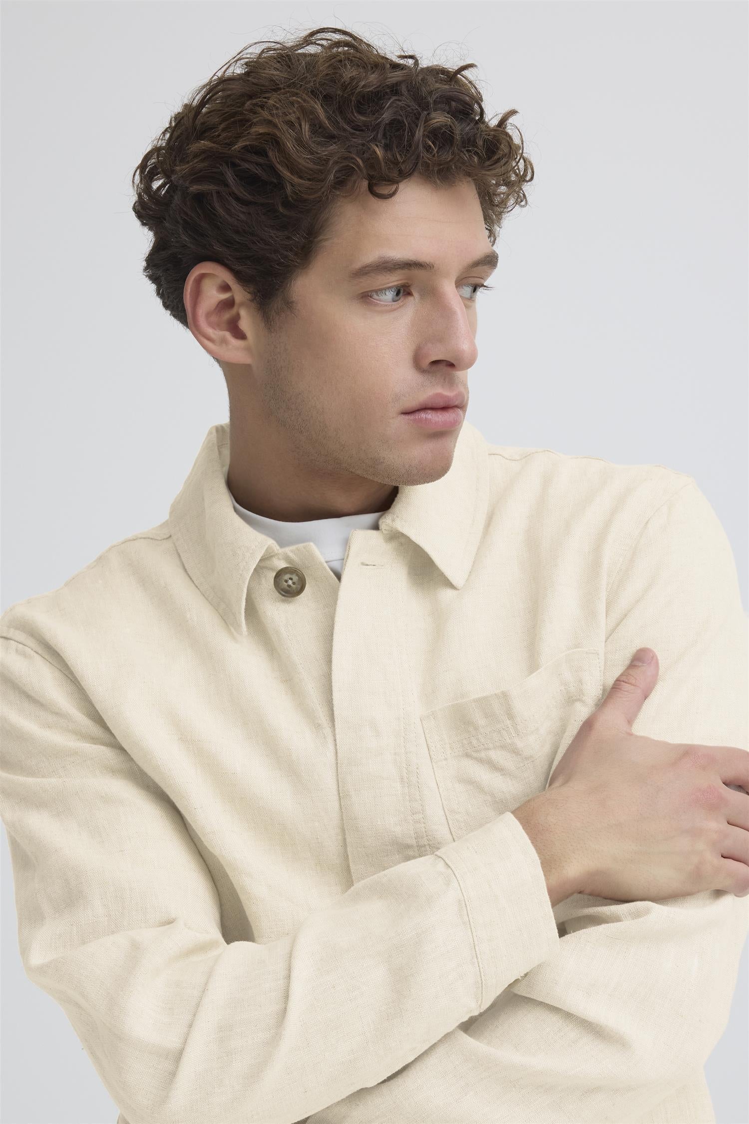 Skjortejakke - CF Evensen Linen Jacket Sand