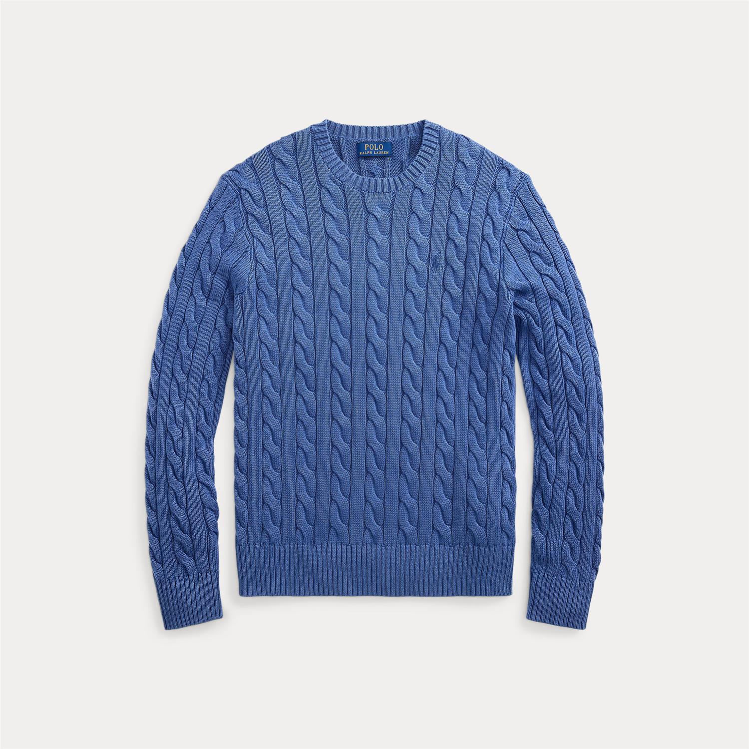 Genser - Cabel-Knit Garment-Dyed Cotton Sweater Navy