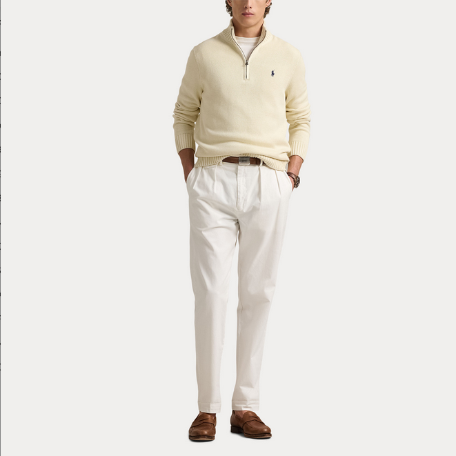 Genser - Cotton Quarter-Zip Sweater Andover Cream