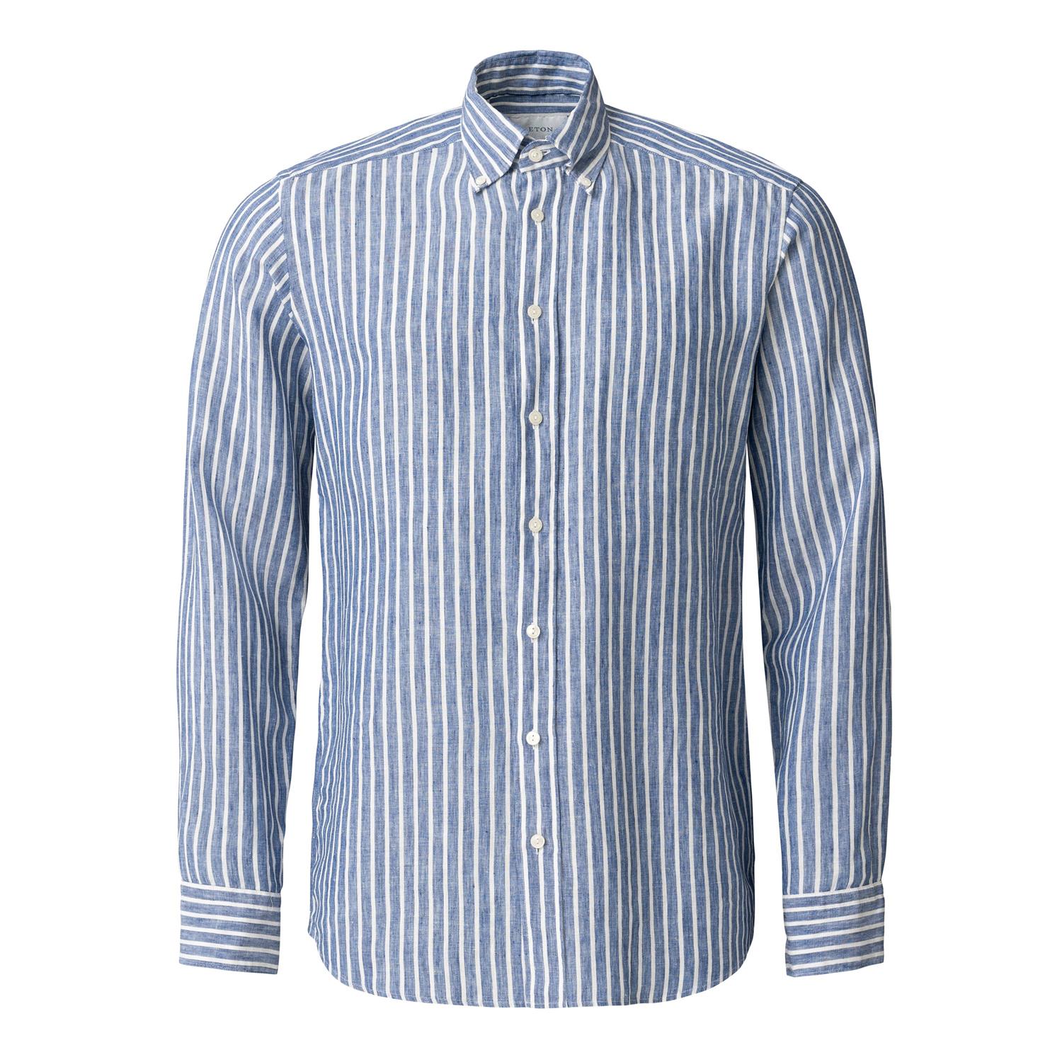 Linskjorte - Mid Blue Striped Linen Shirt