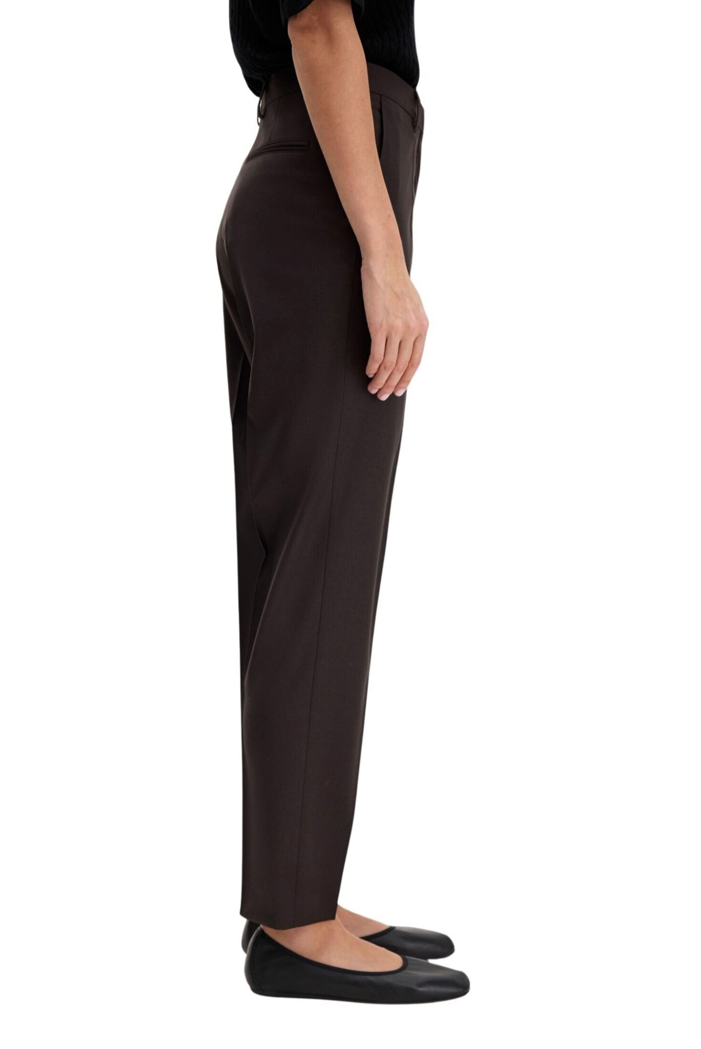 Bukse - Emma Cropped Cool Wool Trouser Dark Chocolate