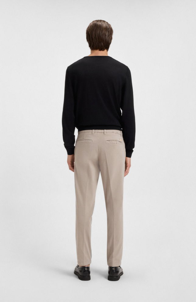 Bukse - Kaiton Slim Fit Trousers In Stretch Cotton Twill Open Beige