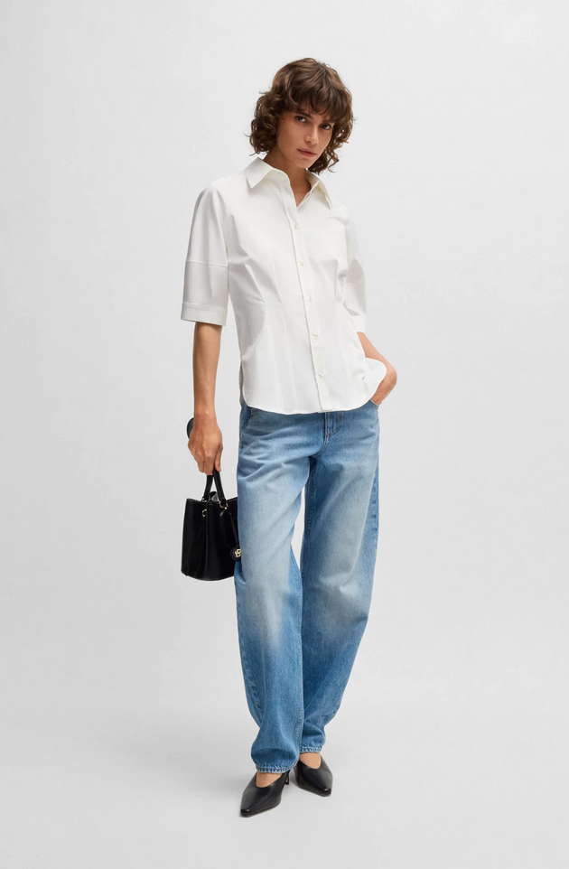 Skjorte - Belaurena Tailored Blouse Stretch Cotton White