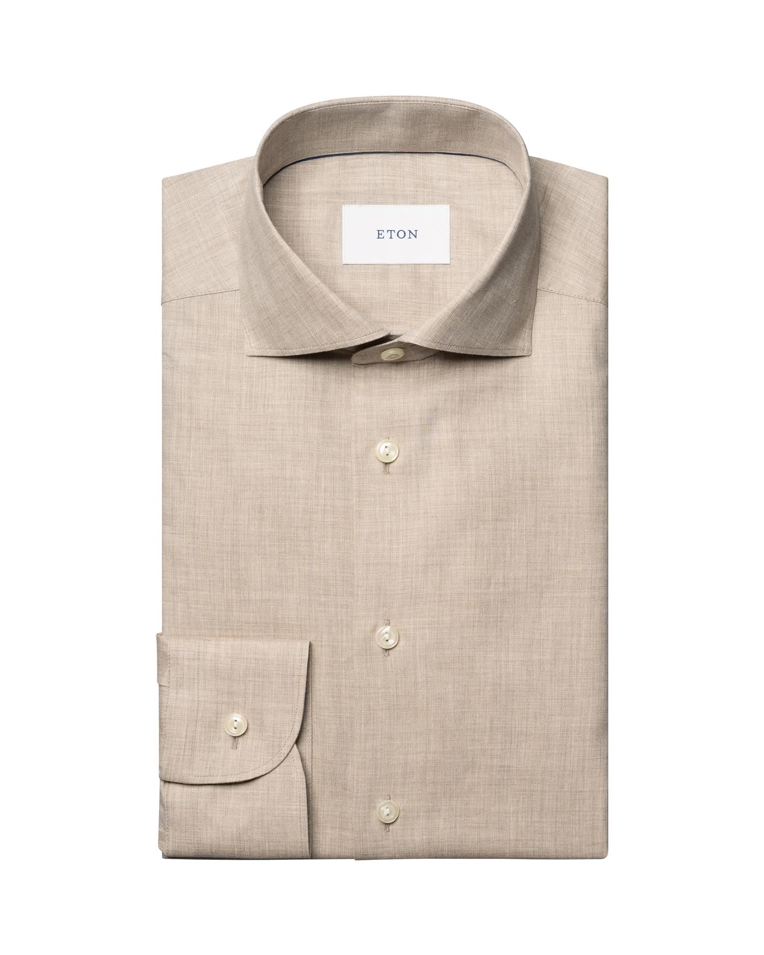 Skjorte - Solid Signature Flannel Slim Fit Shirt Beige