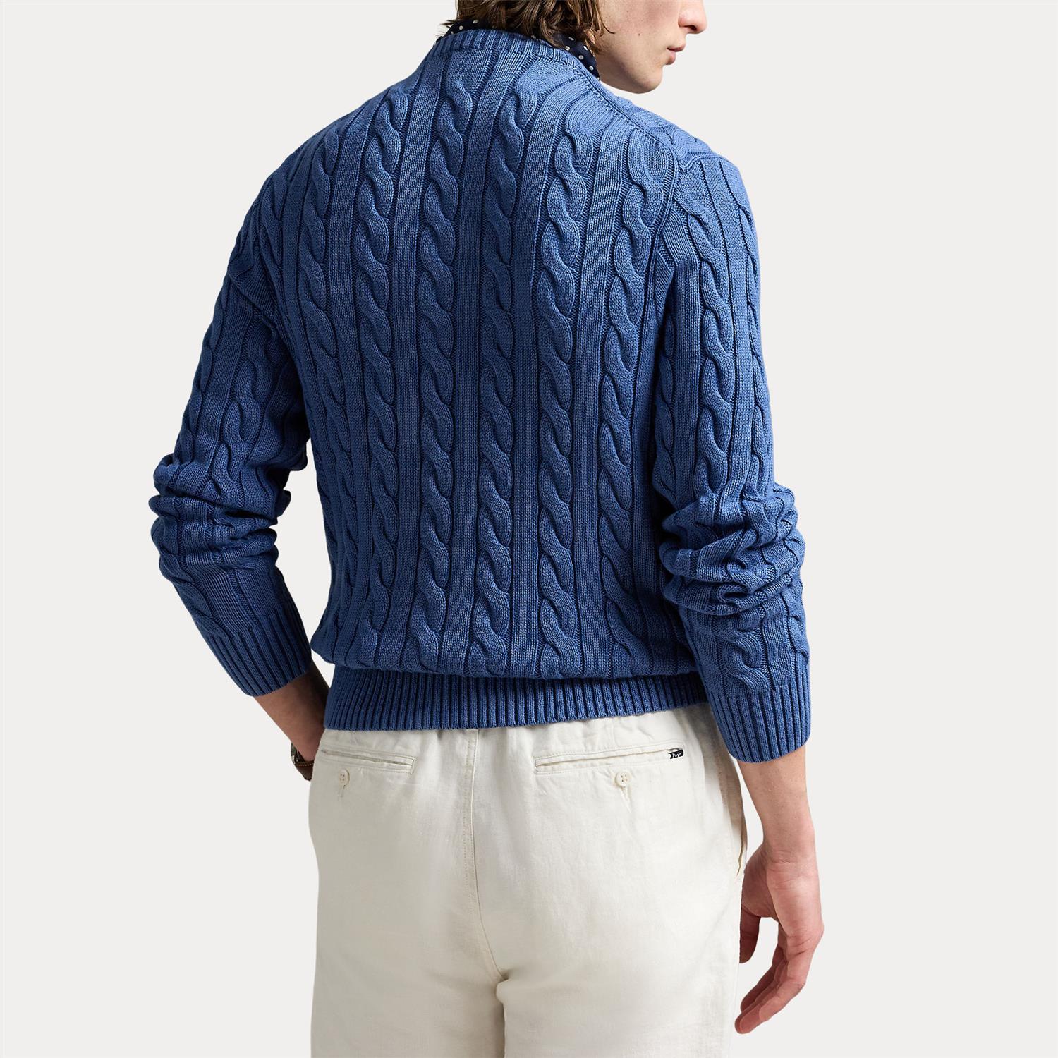 Genser - Cabel-Knit Garment-Dyed Cotton Sweater Navy